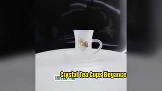 Frosted Glass Tea Cup & Saucer Set with Gold Botanical Print – Elegant Coffee Cup for Modern Home De