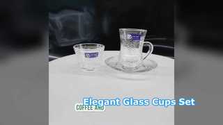 Embossed Clear Glass Tea&Coffee Cup Set with Saucer – 18Piece Elegant Glassware for Home & Gifting