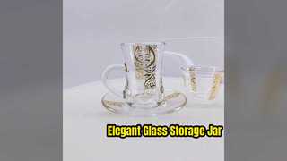Elegant Gold Arabic Calligraphy Glass Tea Cup with Handle