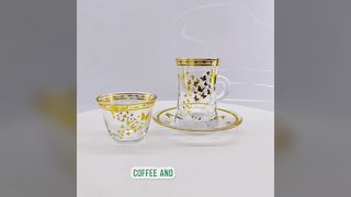 Elegant Gold Rim Glass Tea Cup Set for Espresso and Coffee