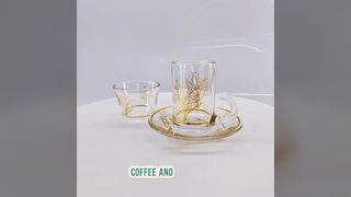 Elegant Golden Tree Glass Tea Cup Set for Home and Office