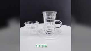 Elegant Star Embossed Effect Glass Tea Cup Set 12 Piece