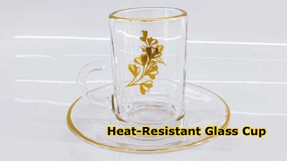 Elegant Gold Ginkgo Leaf Heat-Resistant Glass Tea & Coffee Cup Set with Saucer